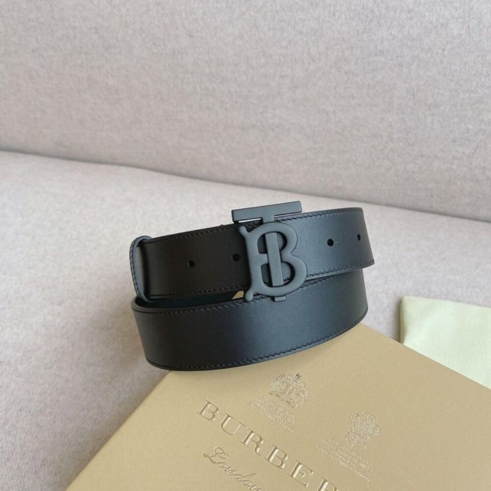 Burberry Leather TB Monogram Buckle Belt
